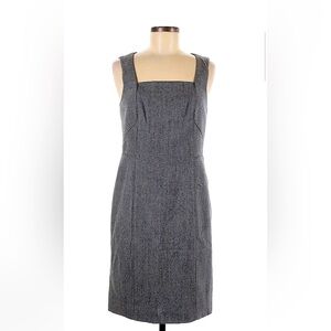 Grey wool dress. Banana Republic. Stretch material and lined. Square neckline.